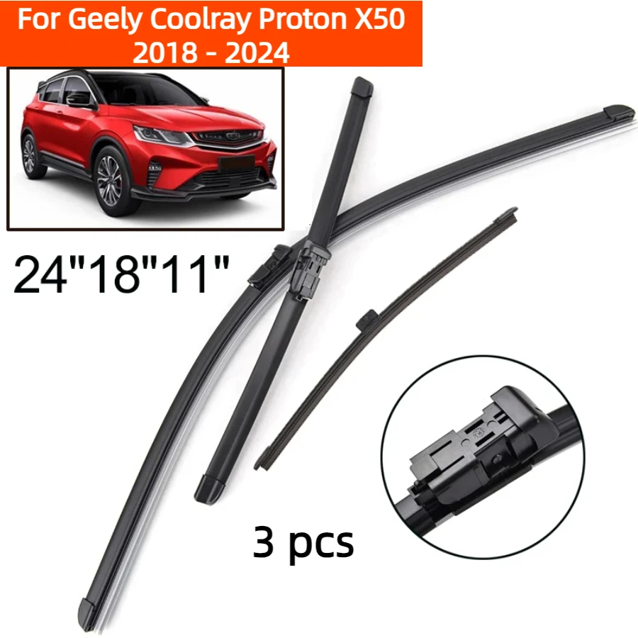 ZHANGU Wiper Front & Rear Wiper Blades Set For Geely Coolray Proton X50 2018 - 2024 Windshield Windscreen Window 24