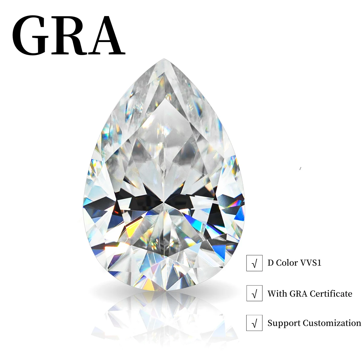 Promotion Moissanite Pear Cut Loose Diamonds 0.35CT To 13CT GRA Test Pass Jewelry Ring Earrings Material Moissanite Seed Beads