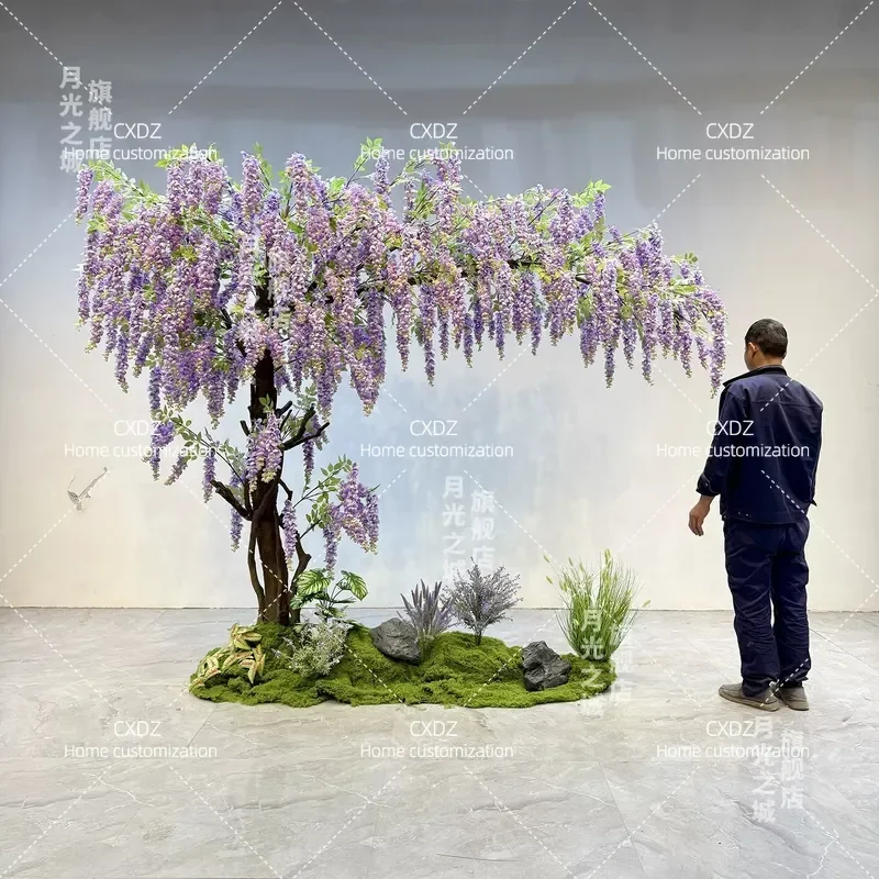 Simulation Wisteria Tree Large Artificial Green Plant Fake Decorative Tree for Hotel Wedding Home Decoration Beautiful