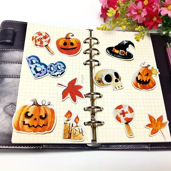 22pcs Self-made Handbook Stickers Cute Kawaii Halloween Stickers Funny Decorative Stickers Scrapbooking DIY Craft Photo Albums