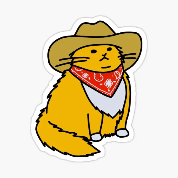 Meowdy Cowboy Cat  10PCS Stickers for Anime Home Laptop Window Kid Decor  Room Cartoon Bumper Art Water Bottles Luggage