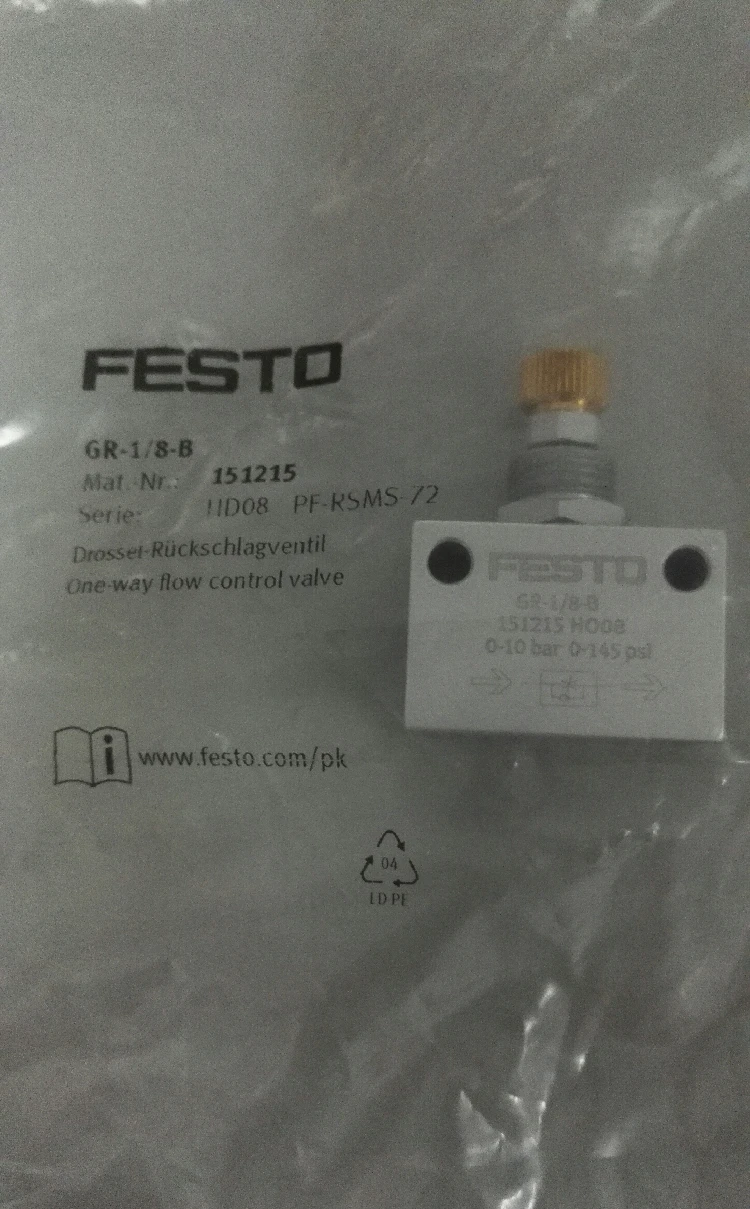 New original FESTO one-way throttle valve GR-1/8-B 151215--2pcs/lot