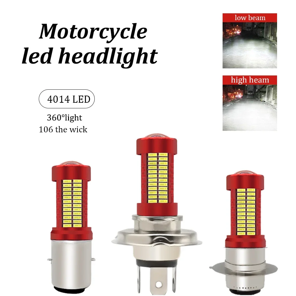 Motorcycle LED H4 H6 BA20D COB Chips H6 BA20D H4 P15D Headlight Blubs 6000K 800LM RGB Scooter Light White Moto Accessories