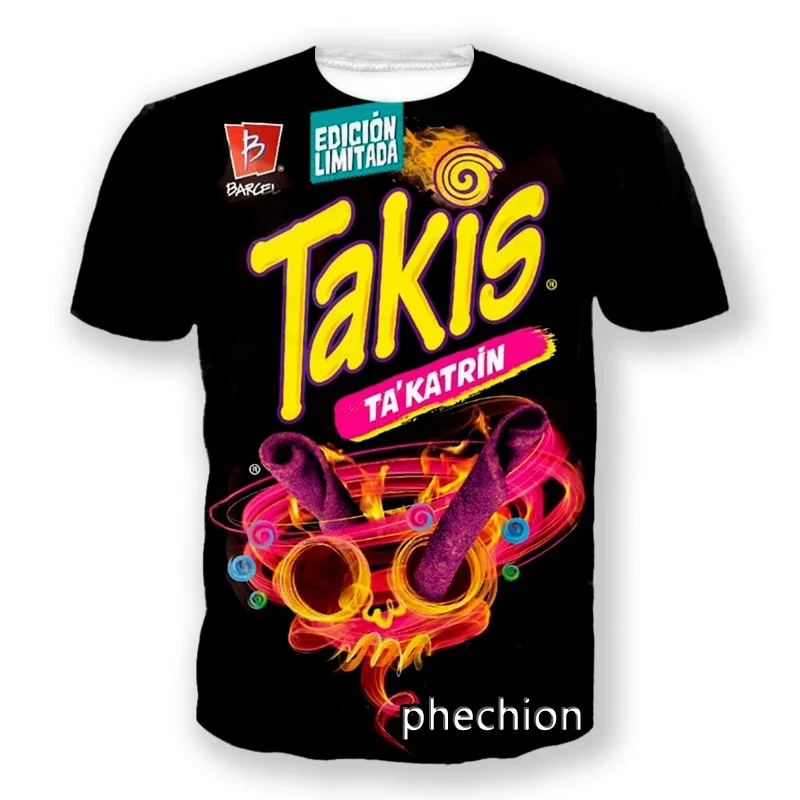 Phechion New Men\'s and Women\'s Snack Takis 3D Printed T-shirt Fashion Casual Sports Crewneck Hip Hop Summer Top