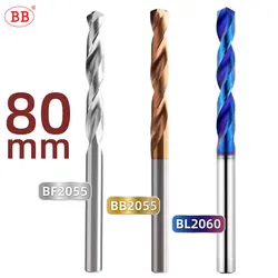 Bb Voll hartmetall bohrer 80mm lang Wolfram stahl CNC Loch bearbeitung 3-9mm für Aluminium Stahl Gusseisen Holz