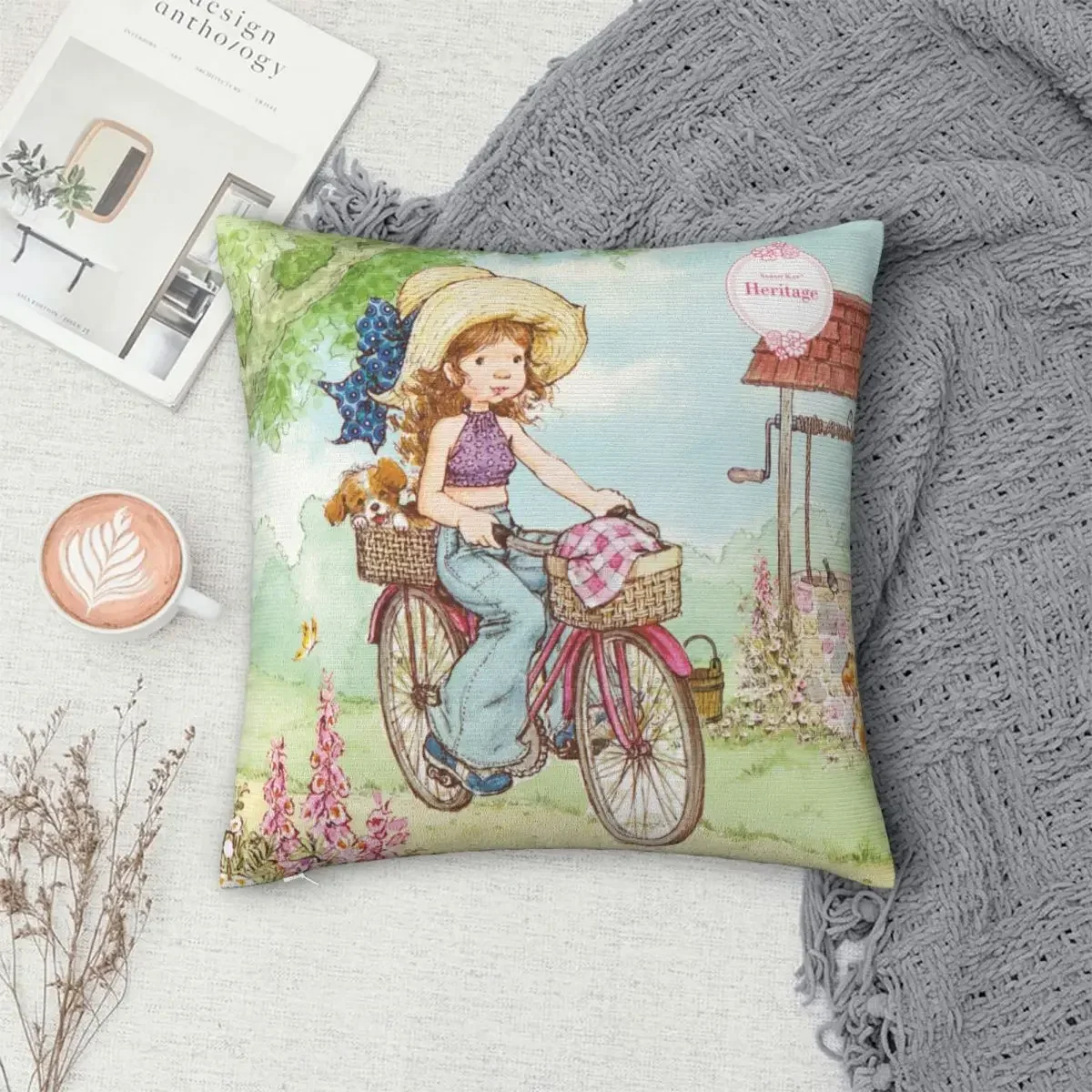 Cute Sarah Kay Girl Pillowcase Accessories Printing Fabric Cushion Cover Decoration Cartoon Country Life Pillow Cover Multi-Size