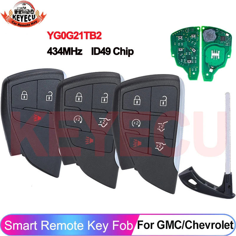 YG0G21TB2 مفتاح ذكي عن بعد 433 ميجا هرتز لسيارة شيفروليه سوبربان تاهو سيلفرادو لجي إم سي يوكون XL دينالي بويك إنفيجن 2021 2022 2023 #1