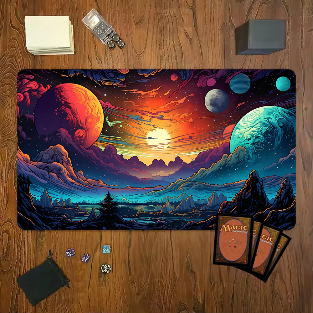 Landscape Art Magic Game Mat TCG CCG Trading Card Table 35x60cm Playmat Rubber Mouse Pad for Party Gamer PC Accessory Laptop Rug