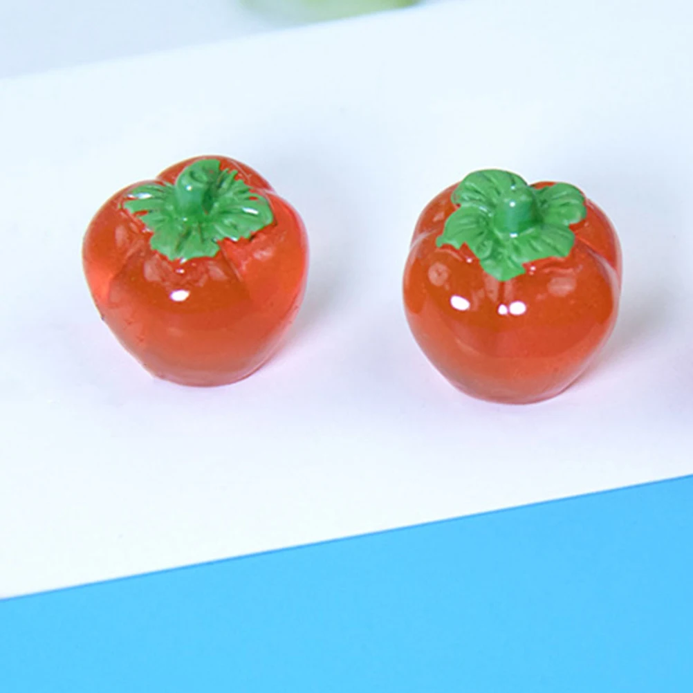

18 Pcs Persimmon Resin Decorations Fake Fruit Models Glow in the Dark Mini Artificial Fruit Props Adornments