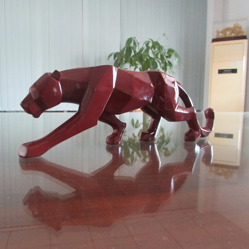 Panther Statue Animal Figurine Abstract Geometric Style Resin Leopard Sculpture Home Office Desktop Decoration Crafts Gifts