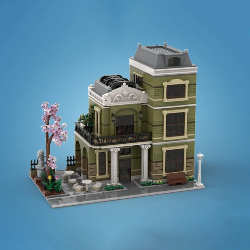 Moc Mattoni da costruzione Cortile Caffè Modello Tecnologia Modulare Città Street View Modello Blocchi Regali Giocattolo di Natale Set fai da te Assemblaggio
