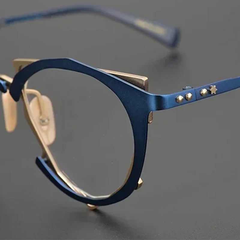 

High Quality Japanese Handmade Pure Titanium Irregular Glasses Frames Prescription Men Women Retro Vintage Eyeglass Eyewear
