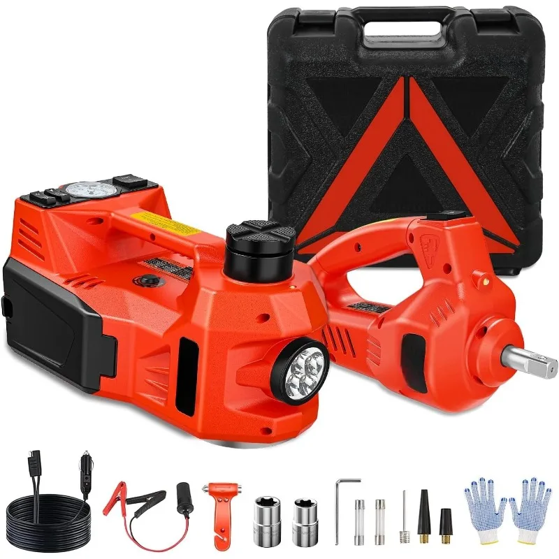 

Electric Car Jack Kit 5 Ton 12V Hydraulic Car Jack with Impact Wrench, 3 in 1 Portable Electric Floor Jack with Tire Inf