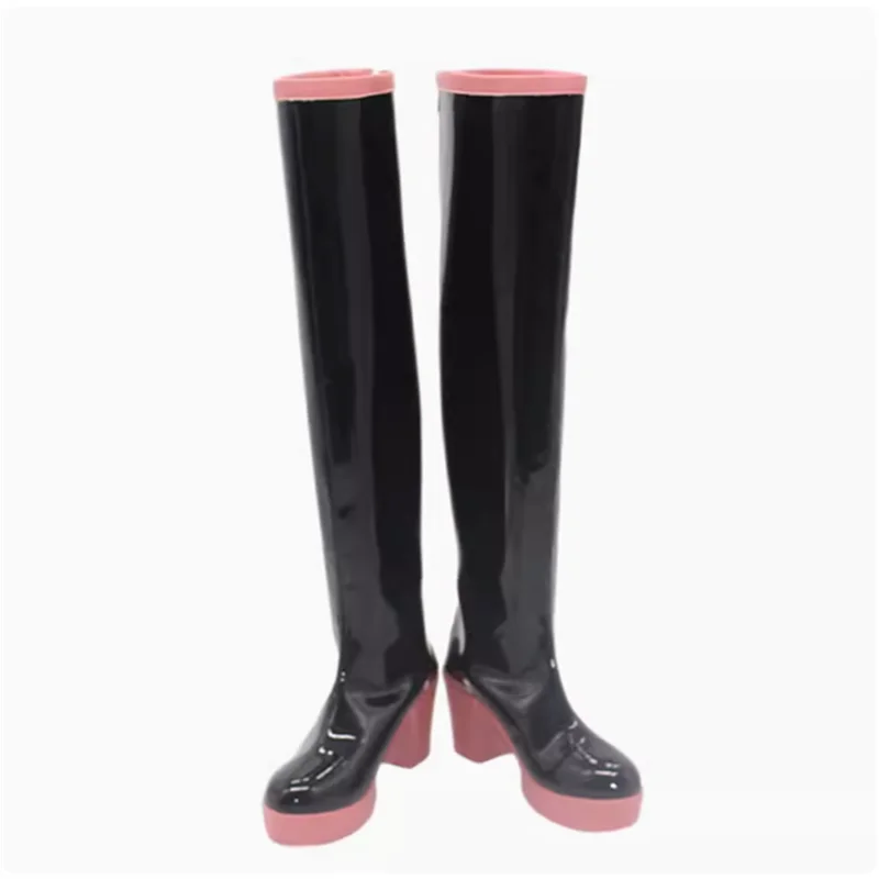 Kasane Teto Cosplay Costume Shoes Handmade Faux Leather Long Boots Costume Accessories Adult Role play boots Cosplay props