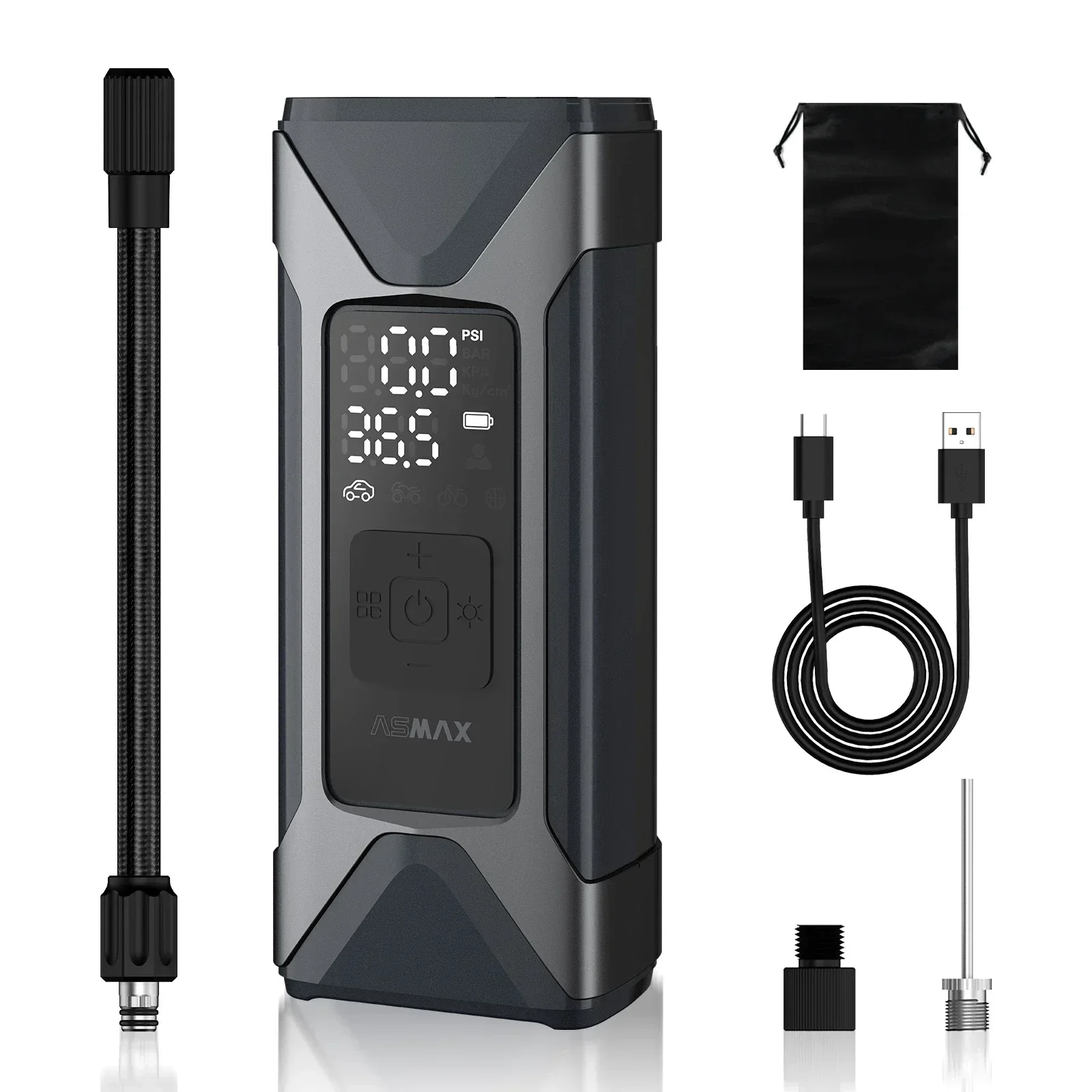 AliExpress ASMAX 160PSI Tire Inflator Pump 7500mAh Rechargeable Portable Air Compressor for Car, Motorcycle, Bike & Balls