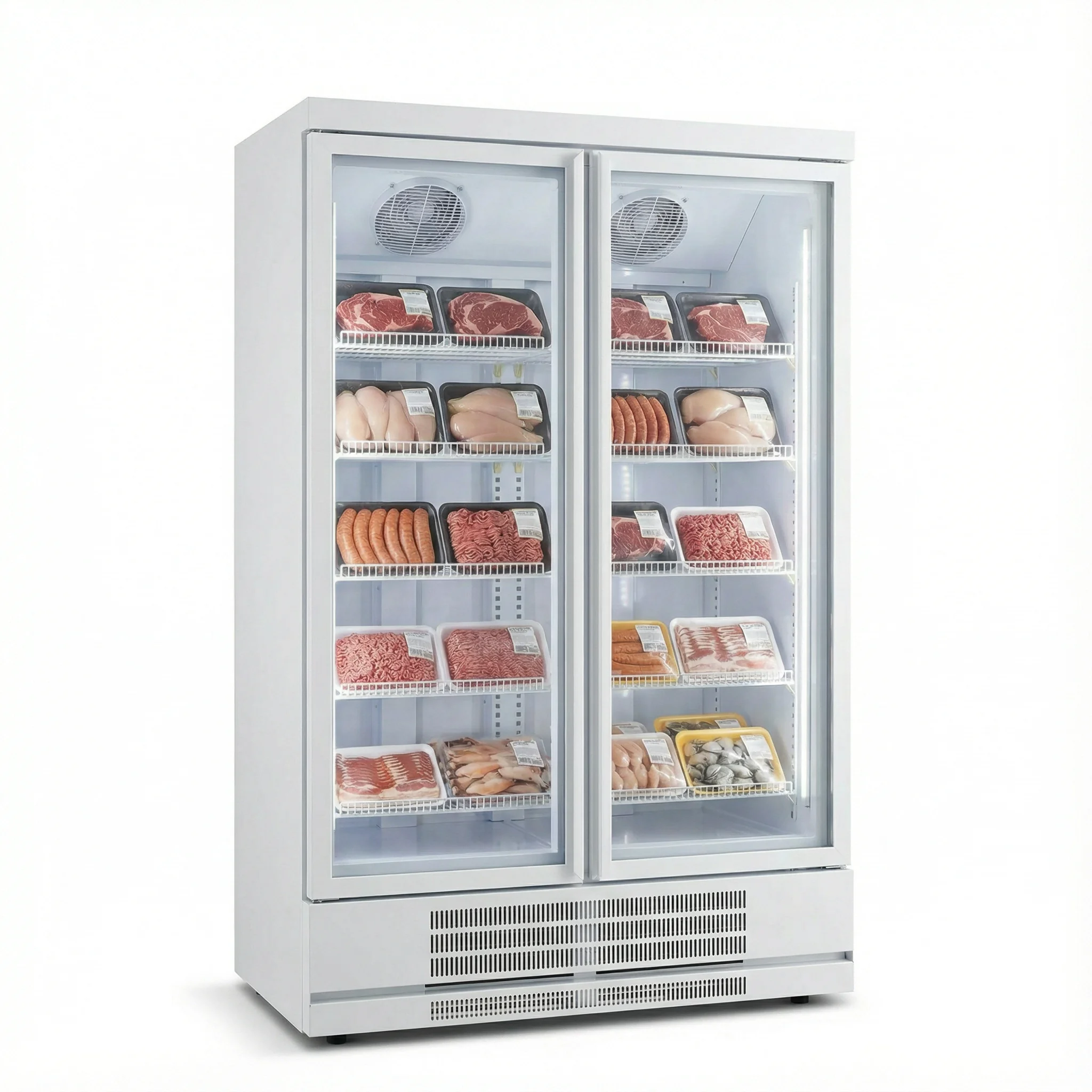 

rd-Automatic Defogging Three Layer Tempered Glass Ice Freezer Machine -18℃~-22℃ Negative Temperature Display Air Cooling Mode#