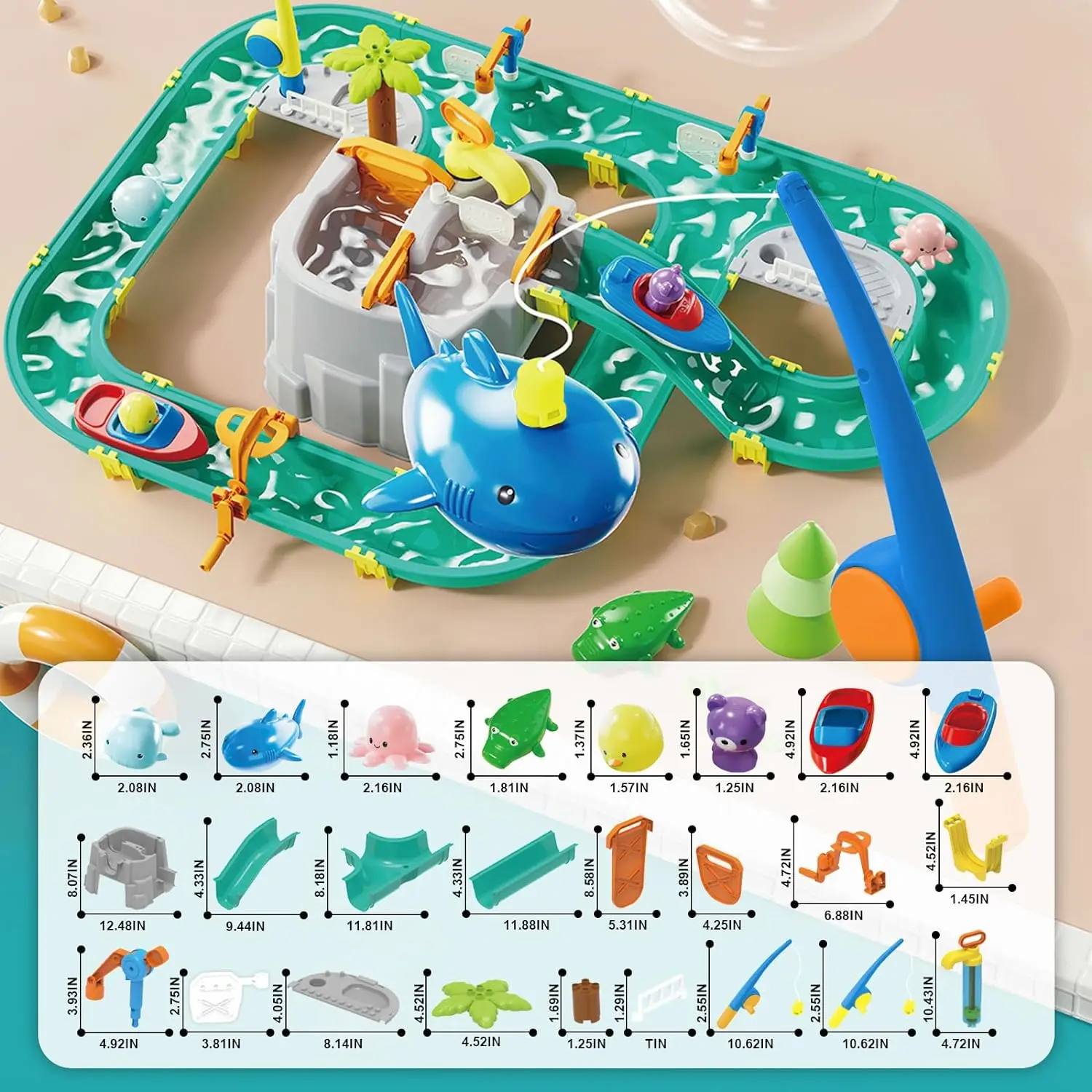 Water Table for Toddlers Water Park Toy on Floors, Table, Lawn, or Beach Water Outdoor Playset for Kids in Summer Indoor