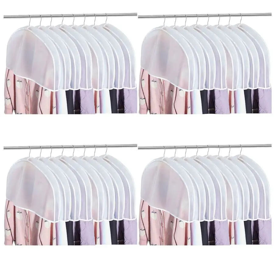 

80 Pcs Shoulder Covers for Hanging Clothes 24 x 12 x 2 Inches Plastic Garment Dust Covers Protectors with 2 Gusset for Closet St