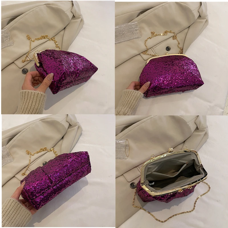 Fashion Women Bag Evening Clutch Bag Diamond Sequin Wedding Clutch Purse and Handbag Party Banquet Chain Shoulder Messenger Bag