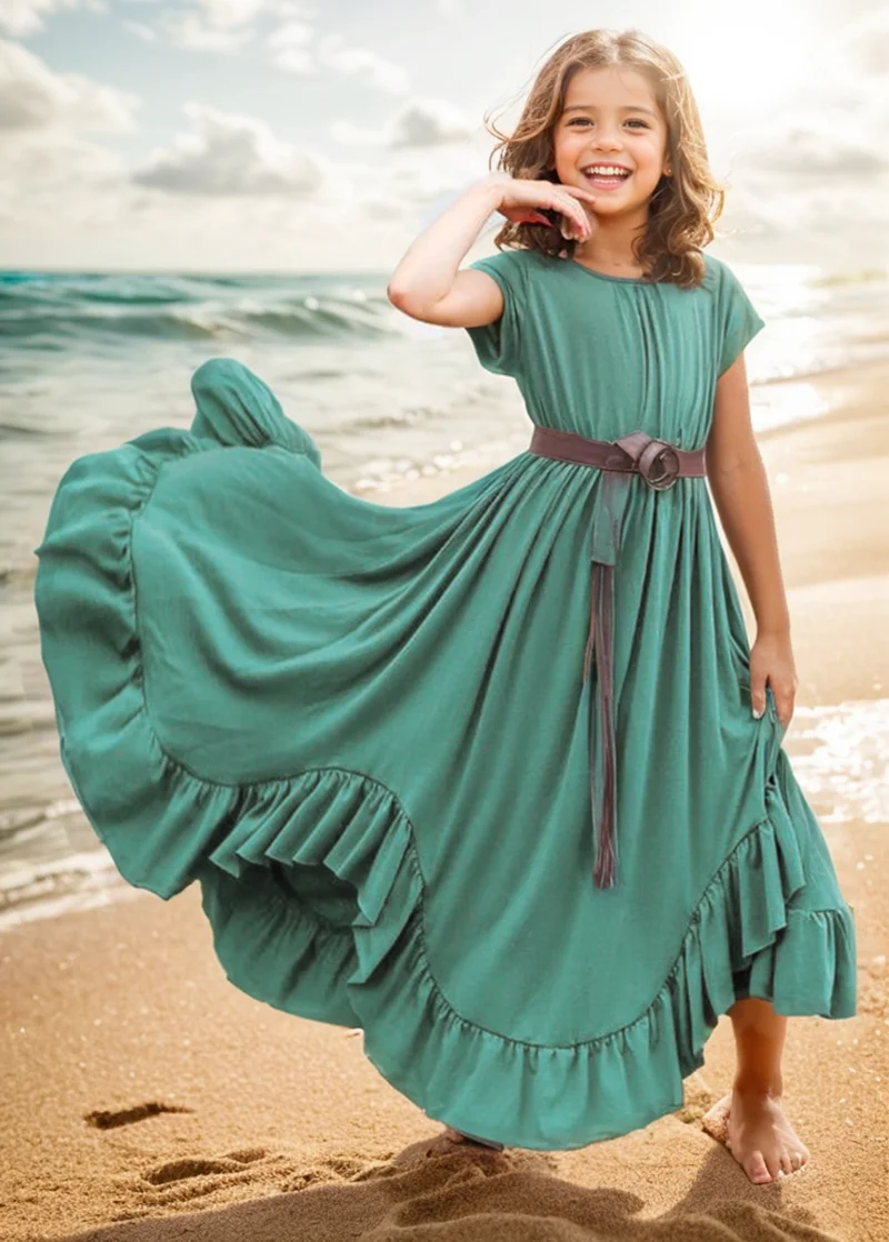 Summer Girls Cotton Dresses with Lace Kids Flower Girl Wedding Princess Party Dress Vestidos Costume Children Clothes 8 10 12 14