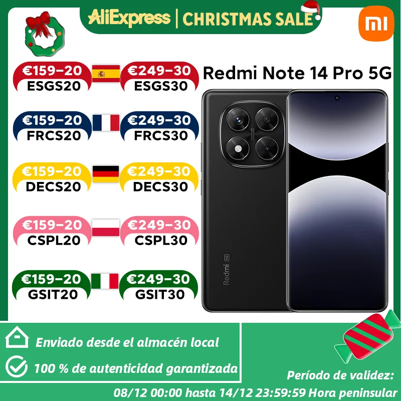 Xiaomi Redmi Note 14 Pro 5G NFC, MediaTek Dimensity 7300-Ultra, appareil photo 200MP, batterie 5110mAh, charge 45W, écran 120Hz,L?adaptateur n?est pas inclus Xiaomi Redmi Note 14 Pro 5G NFC, MediaTek Dimensity 7300-Ultra, appareil photo 200MP, batterie 5110mAh, charge 45W, écran 120Hz,L?adaptateur n?est pas inclus