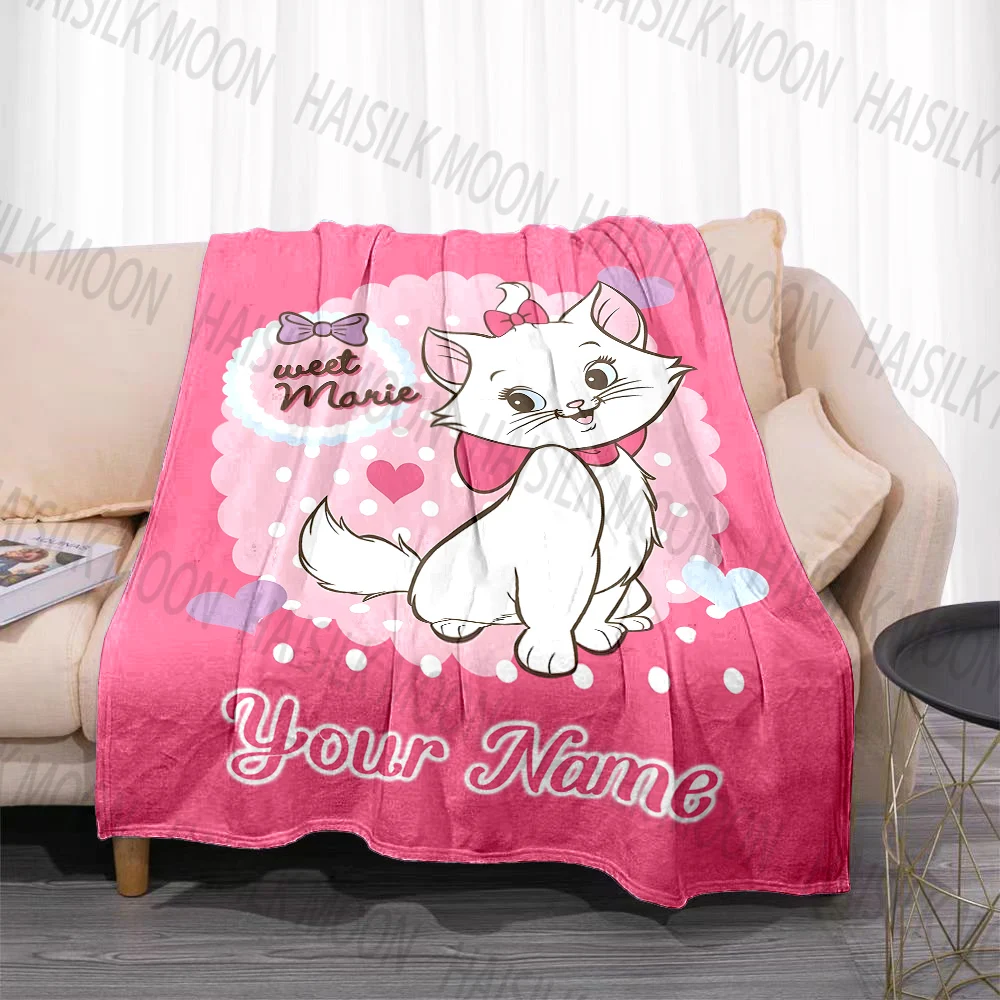 Custom Name Blanket Disney Cat Marie Print, for Sofa, Bed, Travel, Camping, Living Room, Office, Chair, and Bed Soft Balankets