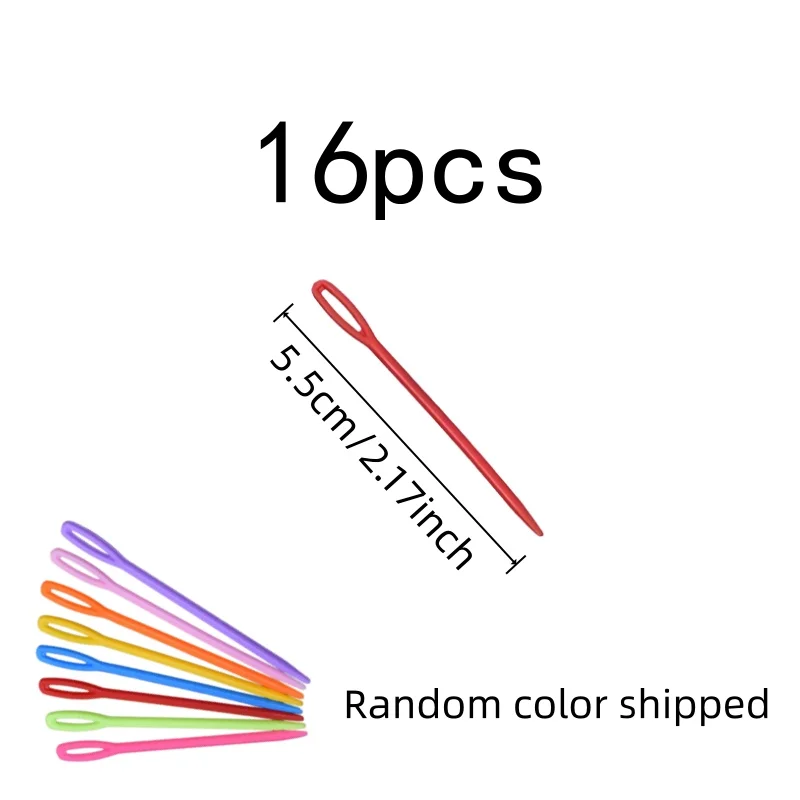 Large Eye Easy Threading 5.5cm Yarn Weaving Needles 16 pcs, perfect for Handmade Doll Making, Lightweight Plastic