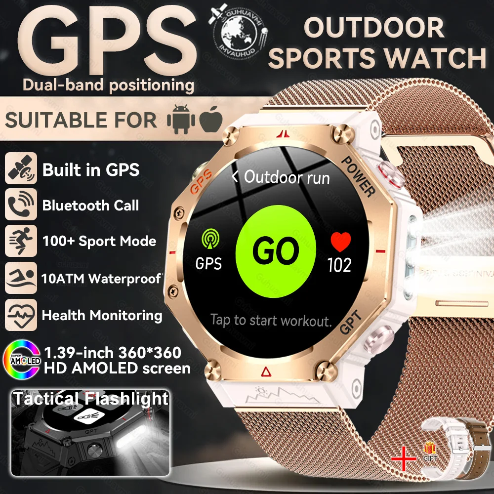2025 NEW T-Rex 3  Outdoor Military Smart Watch 10ATM Waterproof Bulit-in GPS Compass Altimeter Barometric HD Call Smartwatch Men