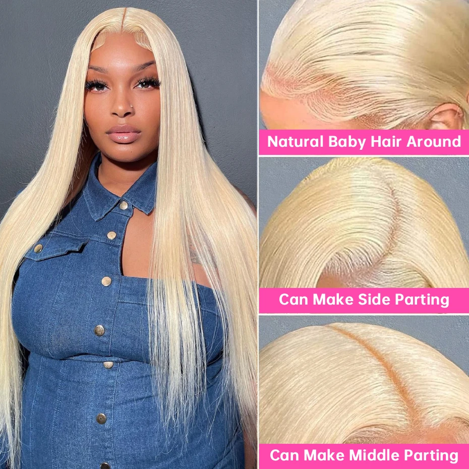 13x4 13x6 360 613 Lace Frontal Wig Bone Straight Transparent Lace Front Wig Brazilian Blonde Colored Human Hair Wigs For Women image 3