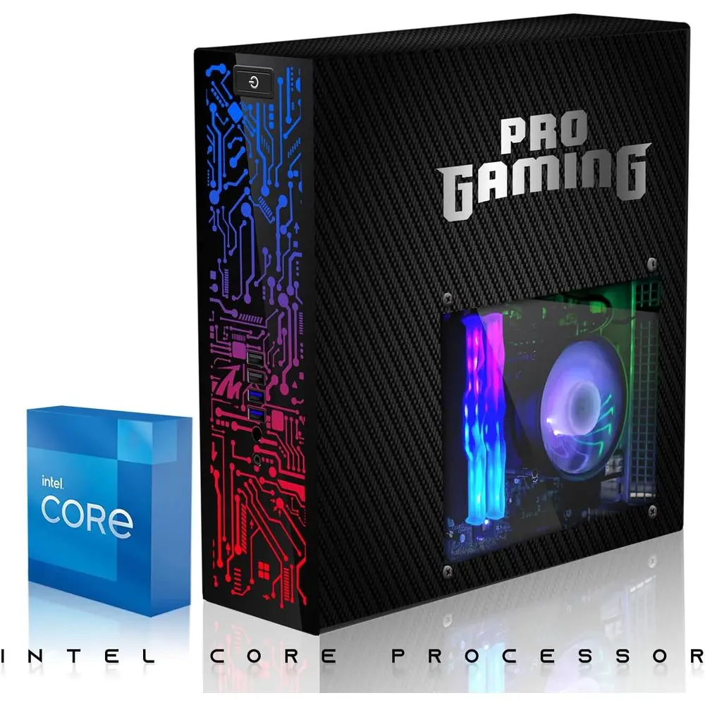 PC Desktop Intel Core i5 - 16GB RAM, 512GB SSD, GPU GT-1030, Monitor Curvo 24'', Tastiera e Mouse RGB, Webcam, Windows 11 (Rinnovato)