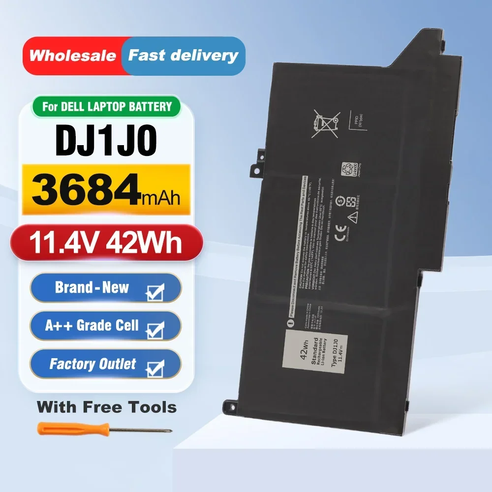 ETESBAY 42WH 11.4V DJ1J0 Laptop Battery For Dell Latitude 12 7000 7280 7380 7480 14 7480 7490 E7380 E7490 Tablet PC ONFOH