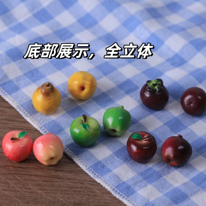 3pcs Mini Fruits Apple Persimmon Pear Mango Resin Model 3D Simulation DIY Resin Accessories Craft