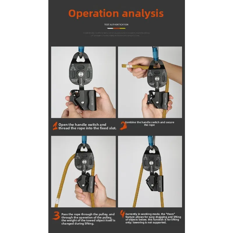 Heavy Load Lifter Pulley Hoist Lifting Tool Air Conditioner Installation Haul Ascender Labor Saving Anti-Fall Rescue Zip Line