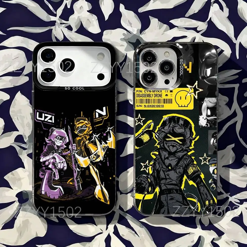 M-MurderS D-Drones UZI Funda de teléfono para iPhone 17,16,15,14,13,12,X,8,Pro,Max,Plus,SE4,Air,Mini HD Negro IMD Mate