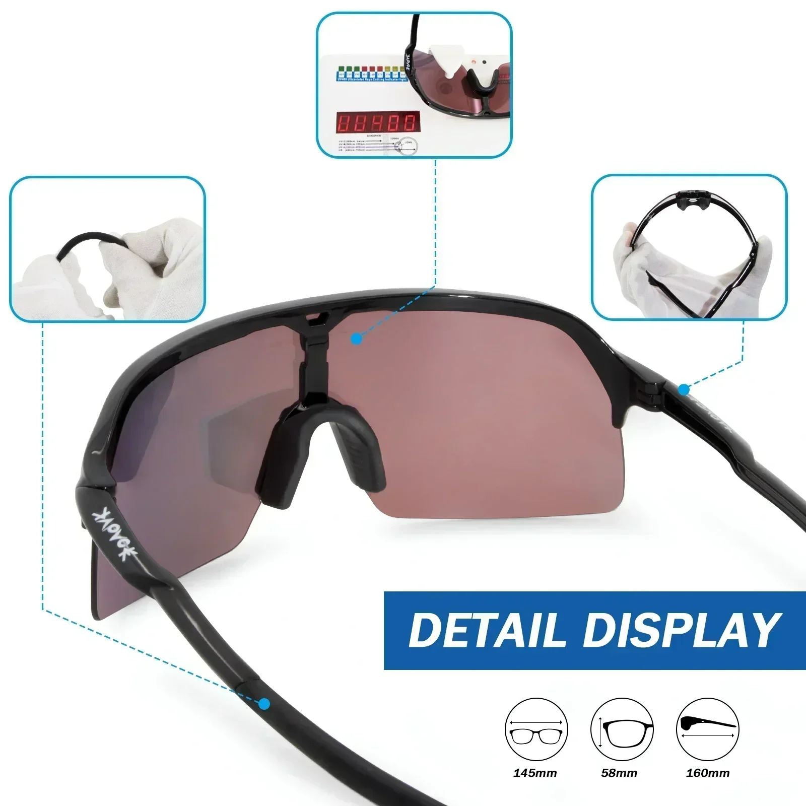 Kapvoe-UV400 Cycling Glasses for Men Women Photochromic Cycling Sunglasses Road Bicycle Eyewear MTB Outdoor Sports Bike Glasses