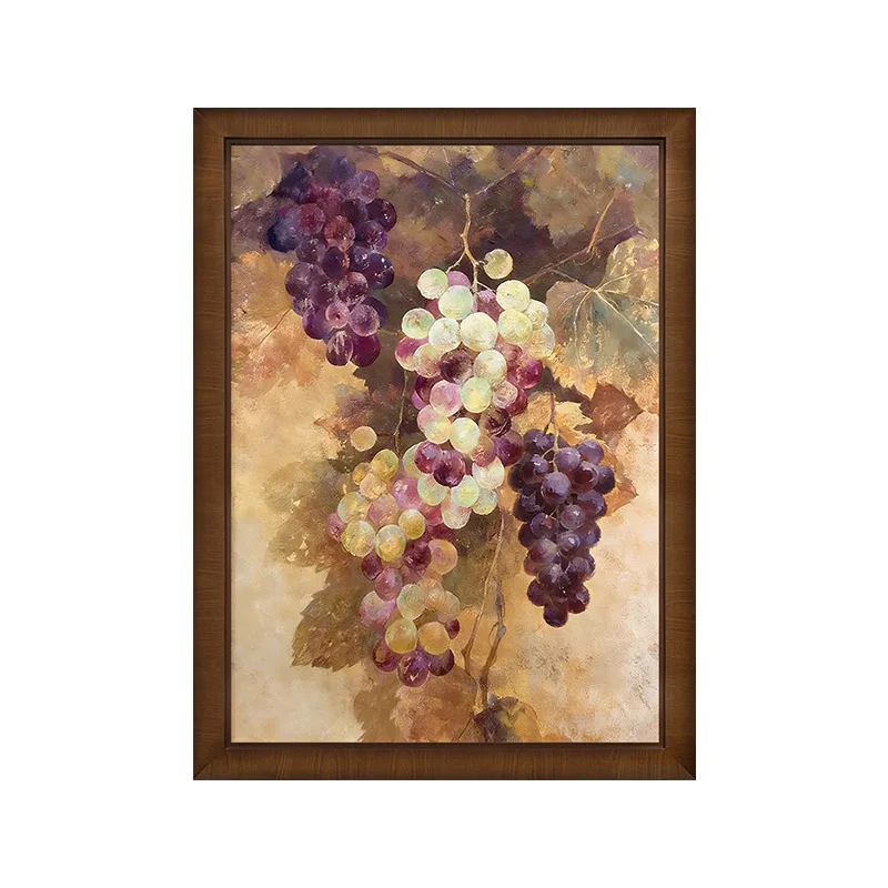 Medieval Style Grape Fruit Dining Room Living Room Hand-painted Oil Painting High-end Entrance Decoration Hanging Painting