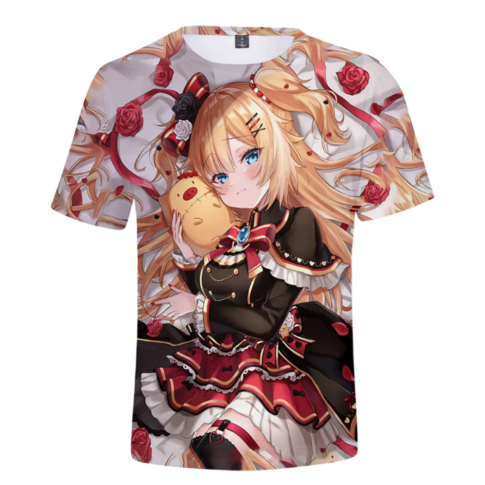 HOLOLIVE VTuber Akai Haato T-shirt Crewneck Short Sleeve Anime Tee Men Women\'s Tshirt Harajuku Streetwear 3D Clothes