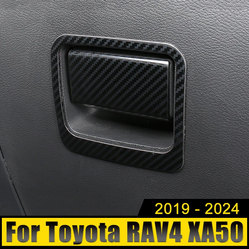 

For Toyota RAV4 XA50 2019-2021 2022 2023 2024 RAV 4 Hybrid Stainless Car Storage Box Co-pilot Handle Bowl Cover Trim Stickers