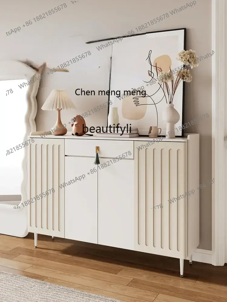D178 Y yj Light French Cream Style Home Shoe Cabinet Home Doorway Wall-Mounted Large Capacity Shoe Cabinet Entrance Cabinet