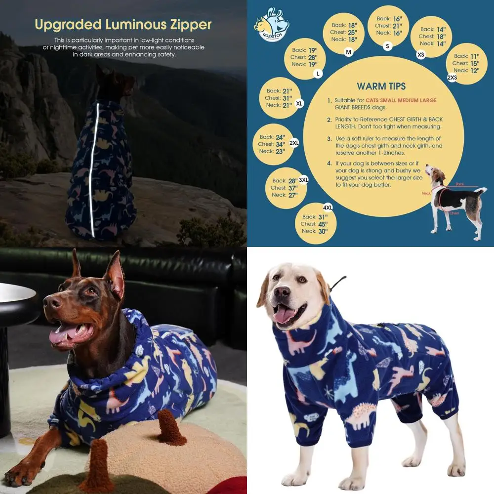 

Прочный ветрозащитный жилет для собак со светоотражающей молнией, теплый комбинезон для крупных собак, пижама с принтом динозавра 4XL