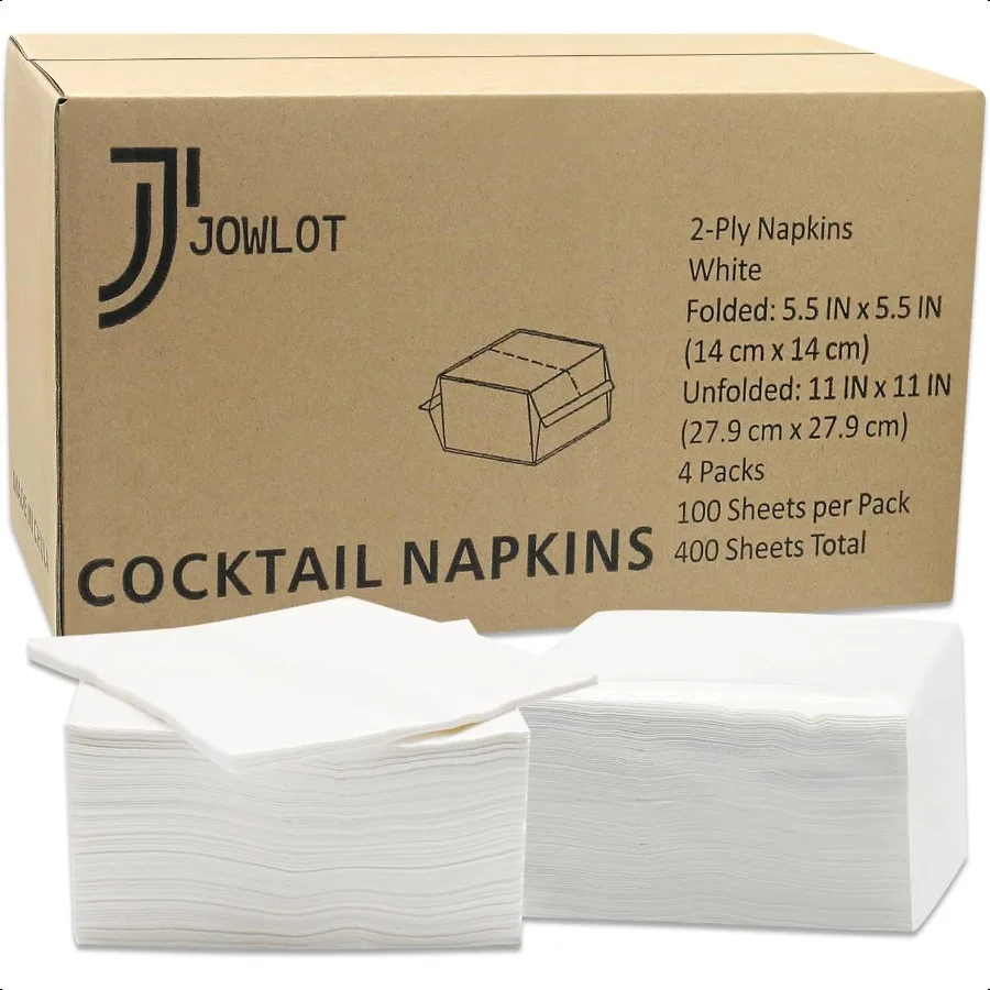 Tovaglioli da cocktail 400 tovaglioli bianchi a 2 strati 5,5x5,5 pollici tovaglioli per bevande piegati carta per cena matrimonio bar festa di compleanno