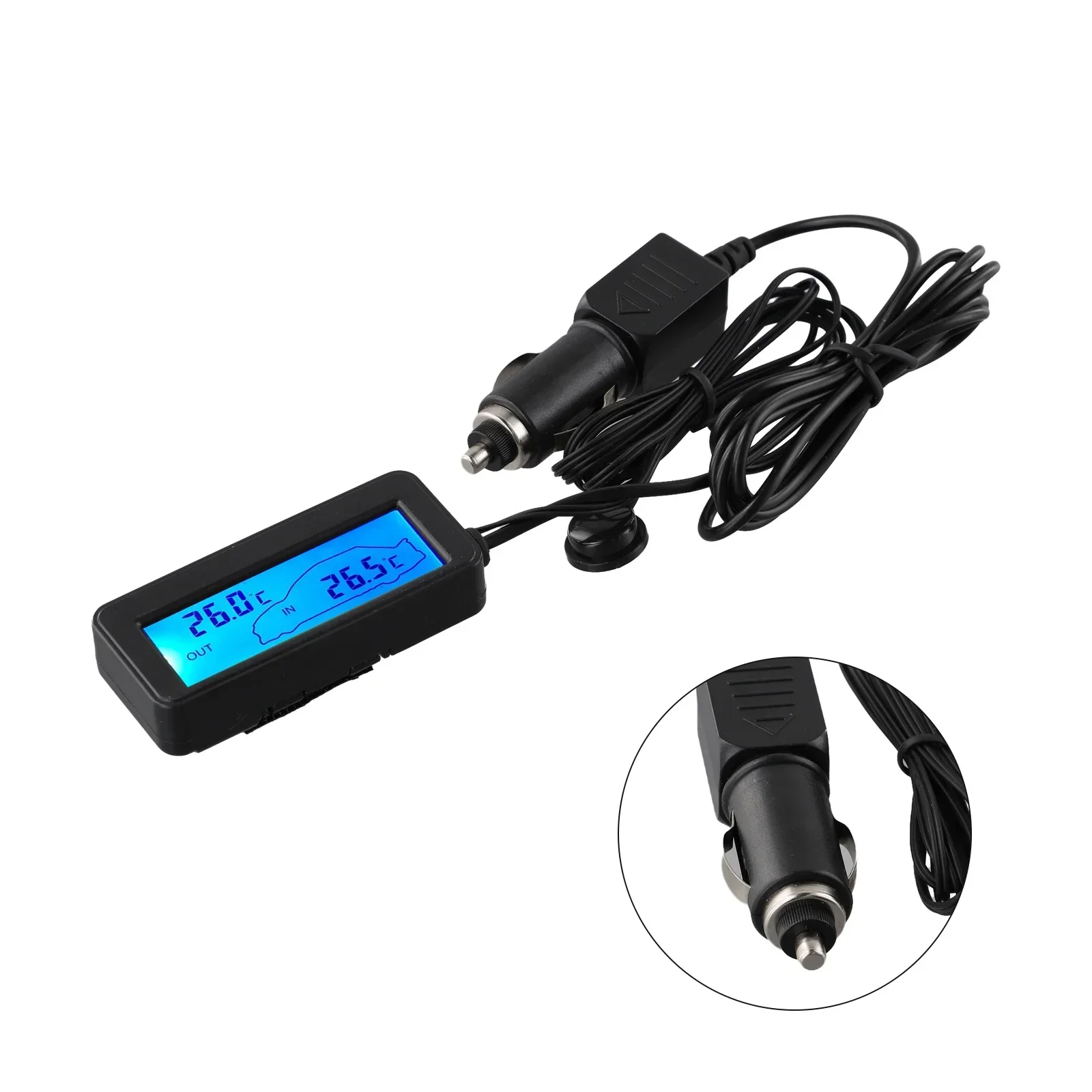 

Practical Car LCD Digital Display Thermometer, Inside & Outside Temperature Gauge Meter, Black Shell, Easy Installation