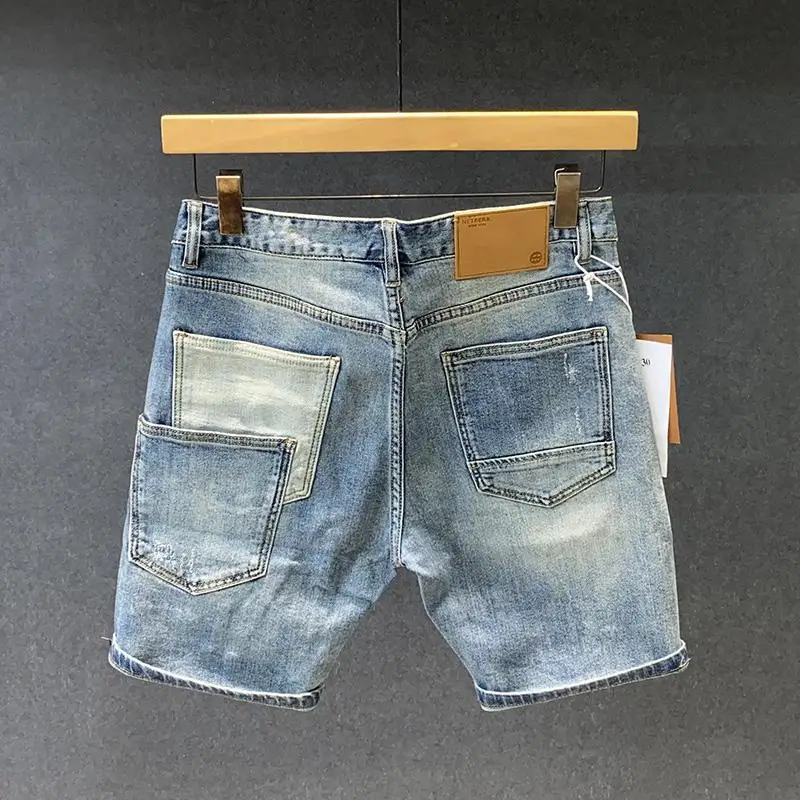 Pantalones vaqueros empalmados de estilo coreano para hombre, Jeans clásicos masculinos, diseñador de moda, Hip Hop de lujo, novio, informal, verano, nuevo