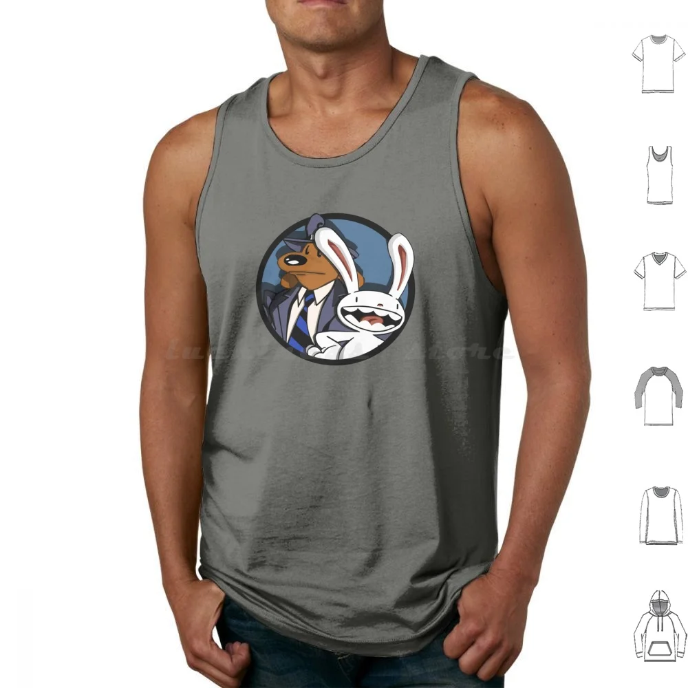 Sam And Max Logo Tank Tops Print Cotton Sam And Max Sam The Dog Max The Rabbit Telltale Point And Click Steve Purcell