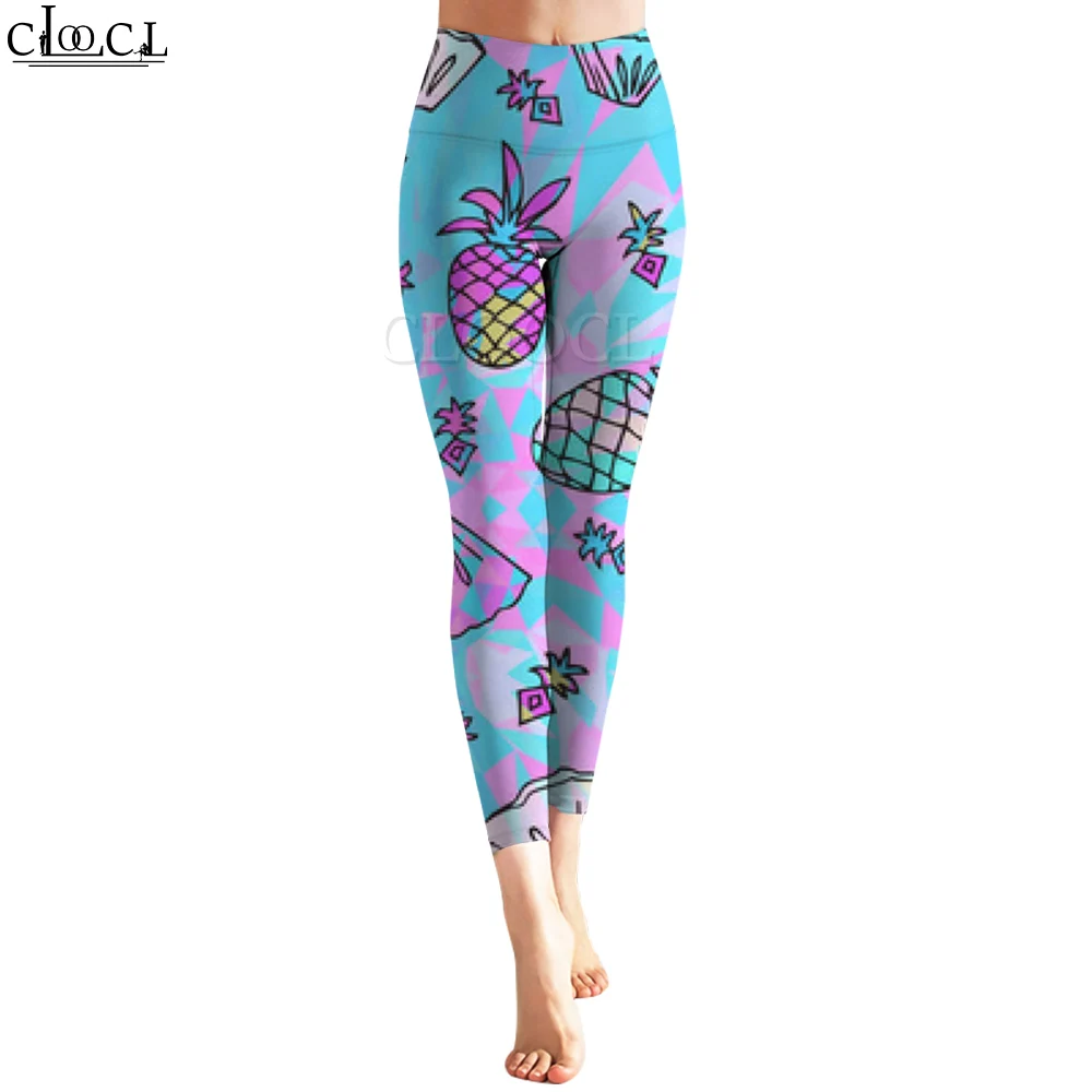 CLOOCL New Fashion Blue Women Legging Watercolor Pineapple Pattern 3D Print Trousers for Female High Waist Seamless Legging