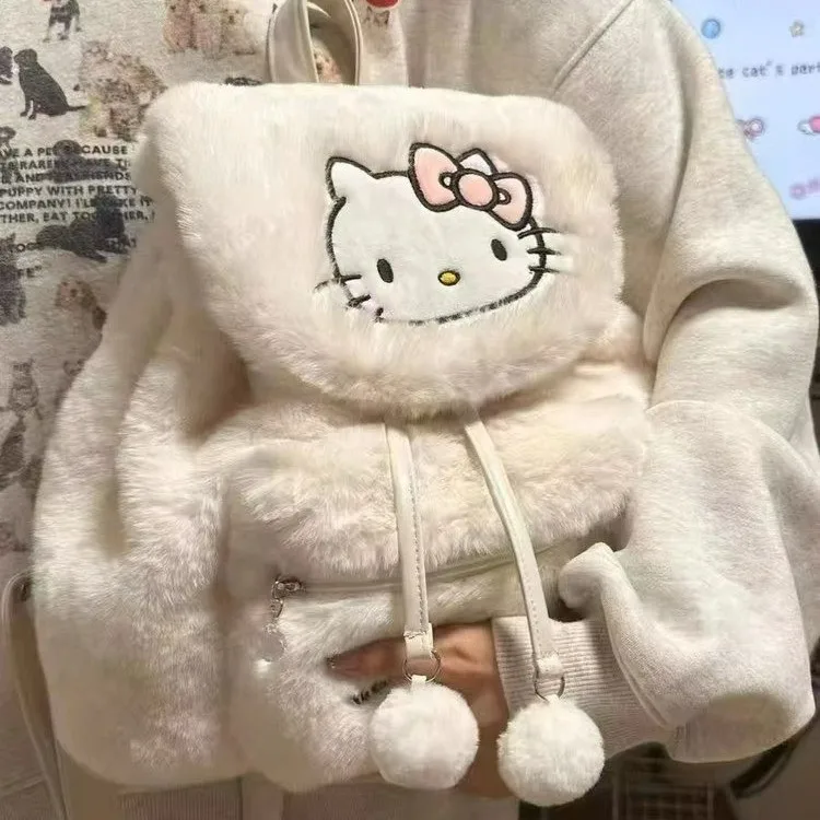 

Cute Sanrio Plush Bag, Women's Flip Shoulder Bag, Trendy Casual Kuromi Pochacco Hello Kitty Backpack