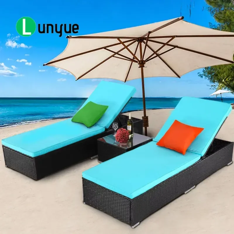 Modern Outdoor Rattan Sun Lounge Day Bed Garden Furniture Weather Resistant Wicker Patio Chaise for Poolside Relaxation