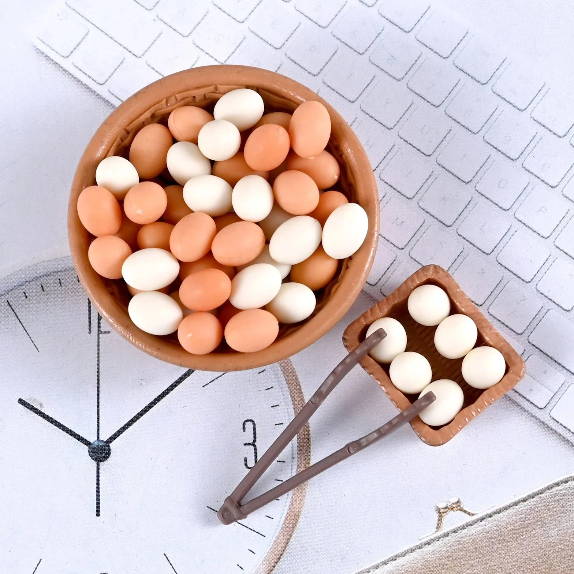 Resin miniature simulation egg dollhouse cartoon edible play ornament