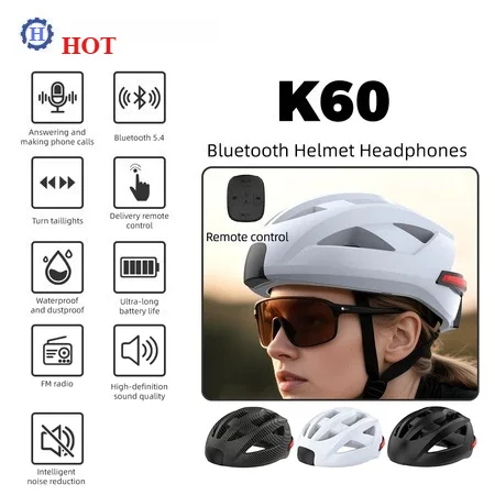

K60 NEW Bluetooth Light Helmet/Bluetooth 5.4 IP65 Waterproof Breathable Cycling Safety Bike Helmet Safety Racing Helmets