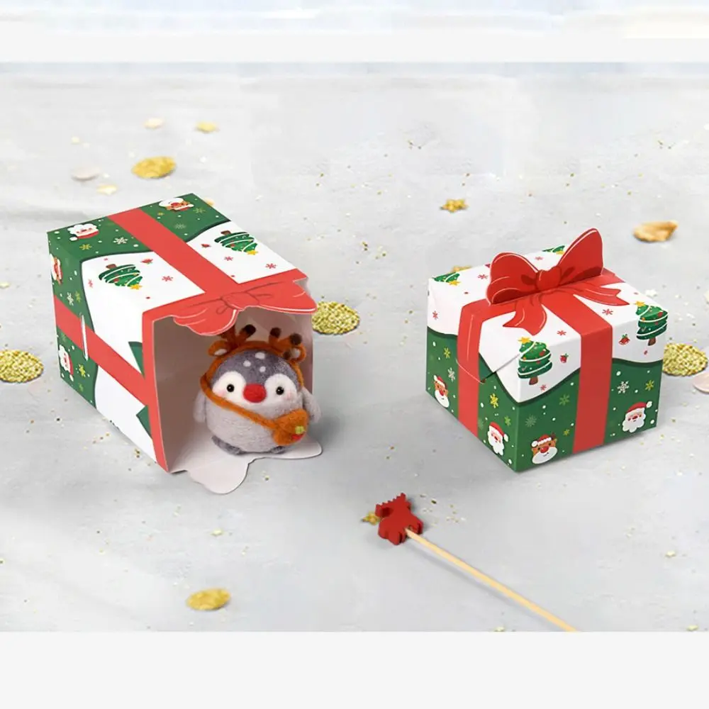 10Pcs 3D Bowknot Mini Christmas Packaging Box Funny Creative DIY Gift Storage Box Cartoon Handmade Xmas Supplies Gift Packaging